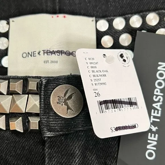 One Teaspoon BLACK OAK STUDDED ROCKO LONG LENGTH DENIM SKIRT/ size 27 - Picture 8 of 8